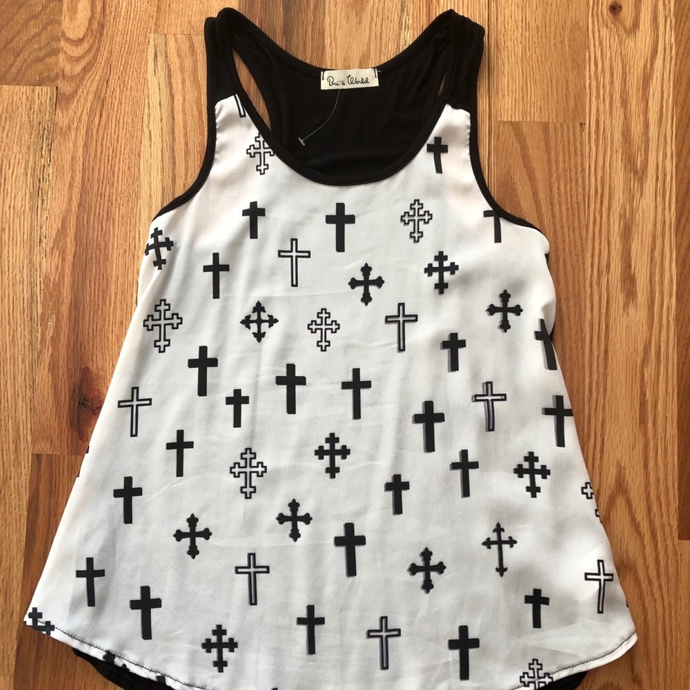 Black & White Cross Pattern Tank